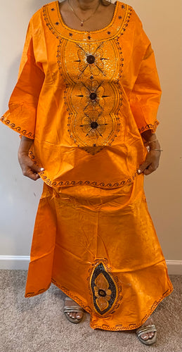 African Skirt Set made in Ghana has an embroidery in Brown color.