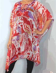 Tunic Top, Plus Size, Printed Georgette, One Size